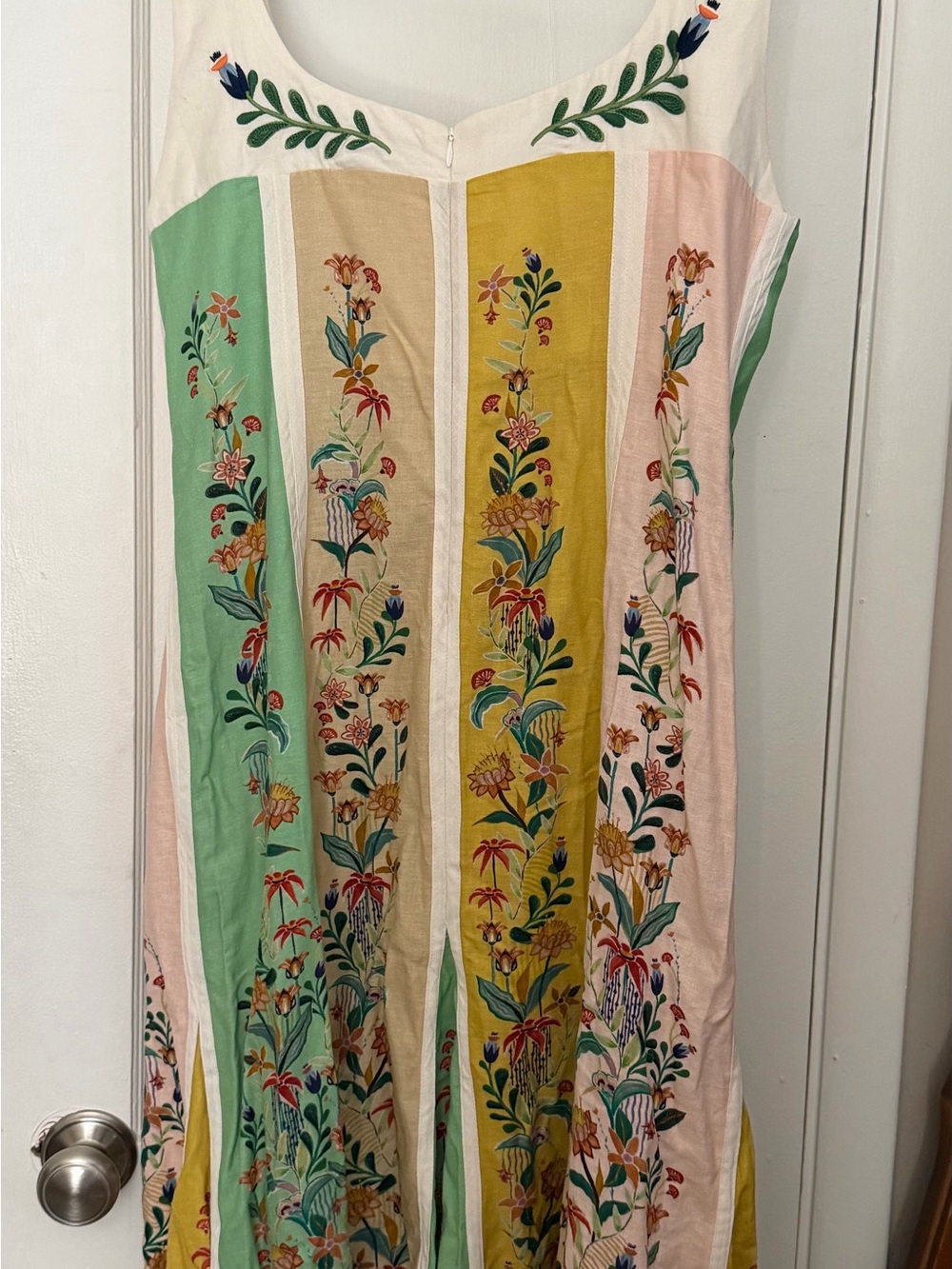 FARM RIO Floral Striped Midi Dress in Yellow and Cream - Picture 7 of 7